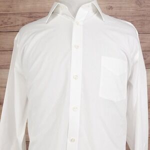 Stafford Dress Shirt 17.5 34/35 Regular Fit White Travel Easy Care Broadcloth